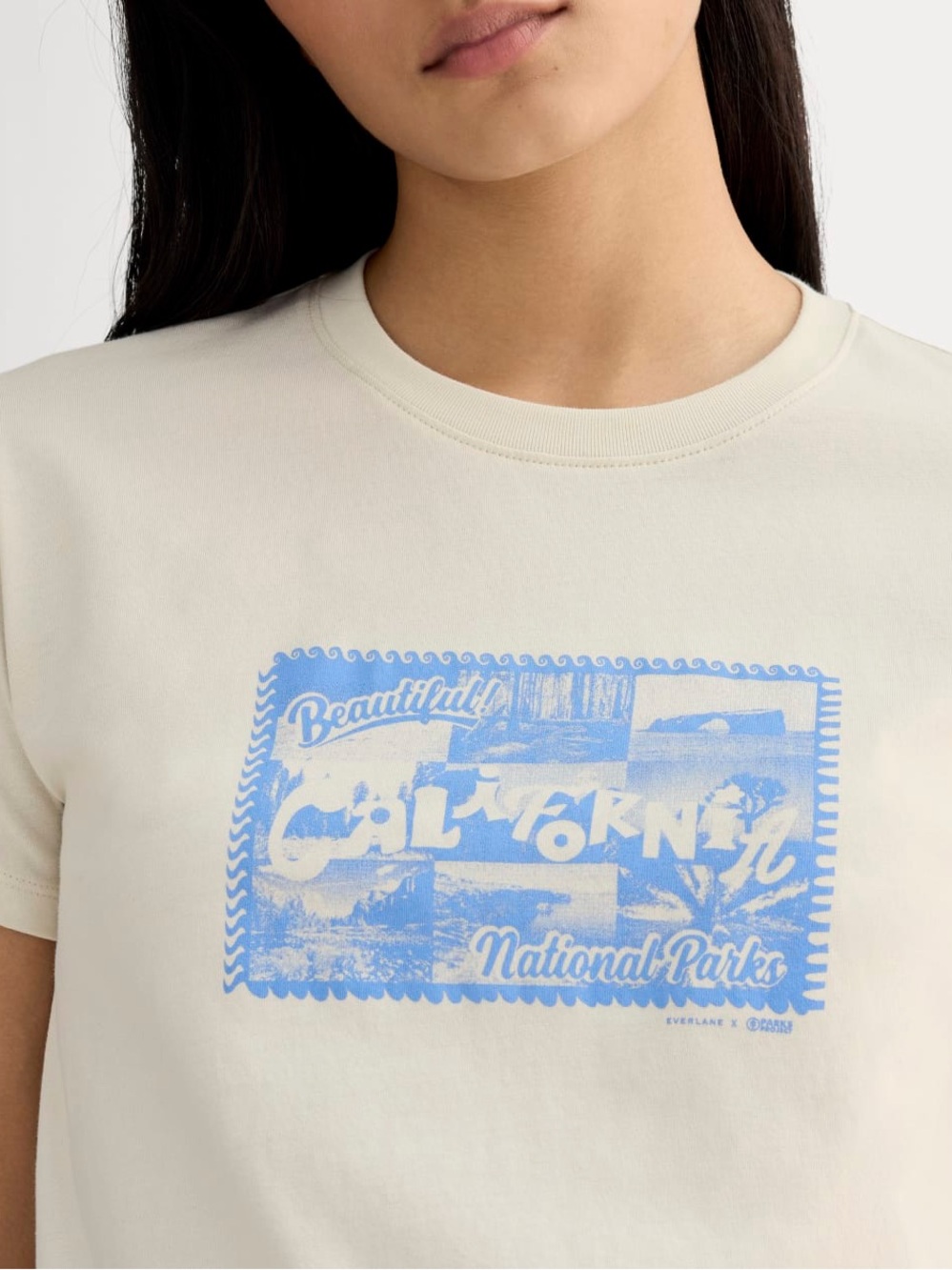 Everlane x Parks Project Box-Cut Tee California Natural Granada Sky Blue
